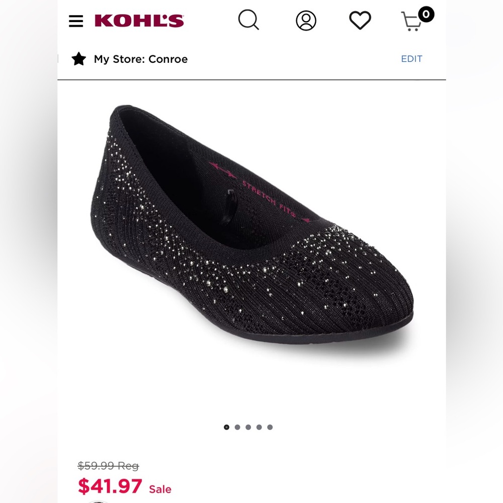 Skechers Black Ballet Flats with Rhinestone Detailing - Picture 4 of 4